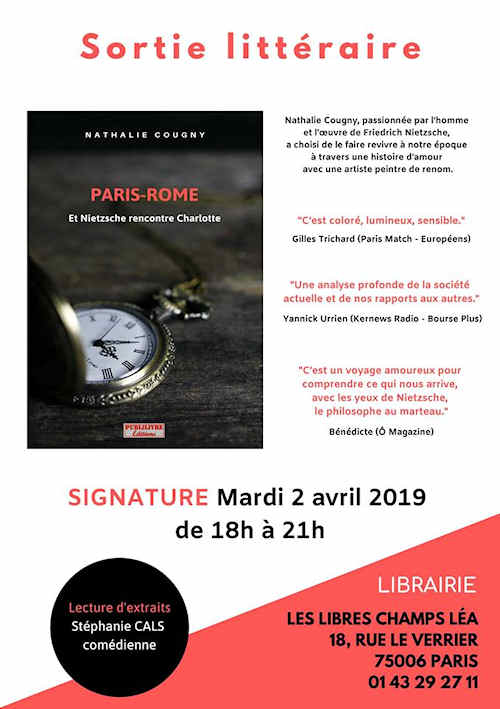 Affiche  dédicace du livre:  Paris-Rome par Nathalie COUGNY