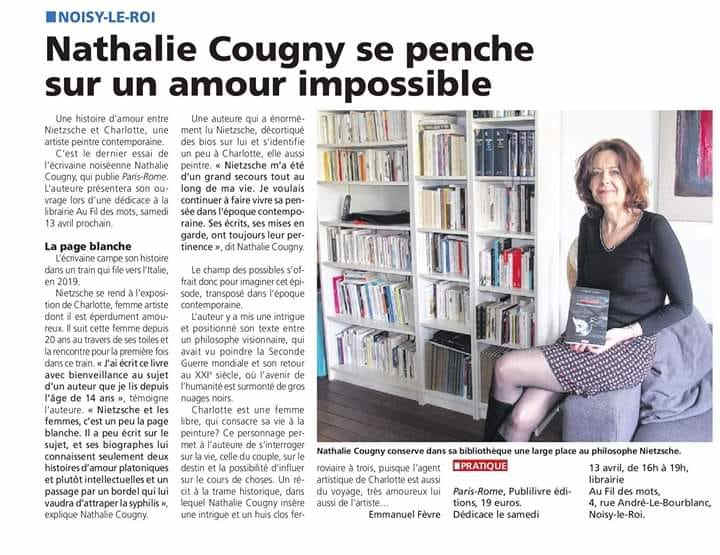 Le Parisien parle de la signature de Nathalie COUGNY pour son livre Paris-Rome